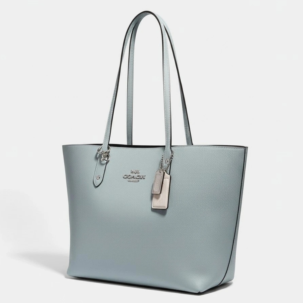 COACH City Tote In Sky Blue (Seafoam) EUC